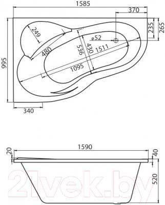 

Ванна акриловая Santek, Ибица XL 160x100 L Базовая Плюc