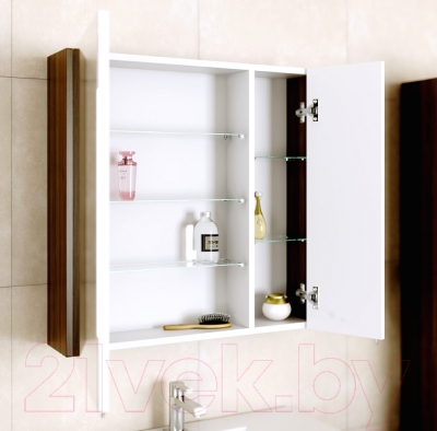 Шкаф с зеркалом для ванной Aqwella Командор / Kom.04.07/VM
