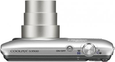 Компактный фотоаппарат Nikon Coolpix S3500 Silver - вид сверху