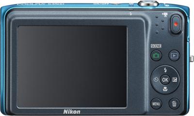 Компактный фотоаппарат Nikon Coolpix S3500 Blue Patterned - вид сзади