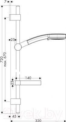 Душевой гарнитур Hansgrohe Verso 100 27182000 - схема