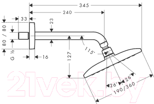 Верхний душ Hansgrohe Raindance E360 AIR 27371000