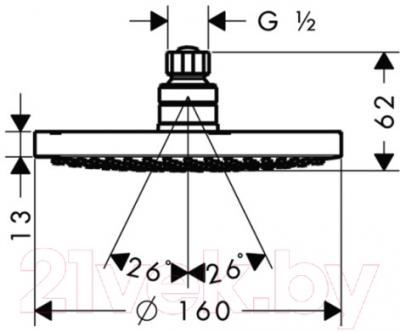 Лейка верхнего душа Hansgrohe Croma 27450000 - схема
