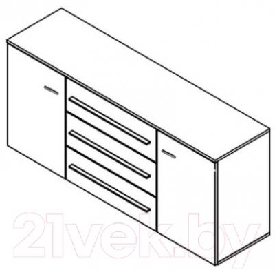 Тумба Black Red White Jang S92-KOM2D3S-7-16 (белый блеск)