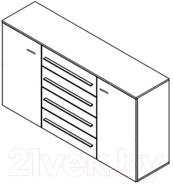 Тумба Black Red White Jang S92-KOM2D4S-9-17 (белый блеск)