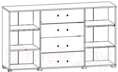 Тумба Black Red White Jang S92-KOM2D4S-9-17 (черный блеск)