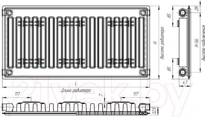 Радиатор стальной Лидея ЛУ 11-507 500x700 - схема