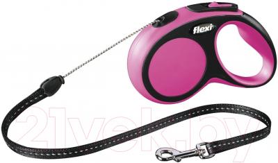 Поводок-рулетка Flexi New Comfort S 5m (трос розовый)