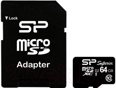 Карта памяти Silicon Power microSDXC Superior UHS-1 (Class 10) 64GB (SP064GBSTXDU1V10SP)