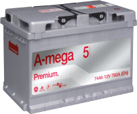 

Автомобильный аккумулятор A-mega, Premium 6СТ-74-А3 R New