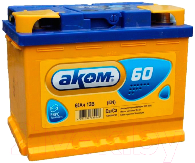 Автомобильный аккумулятор AKOM 6СТ-60 Евро / 560000009 (60 А/ч)