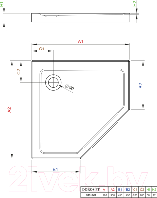 Душевой поддон Radaway Doros PT 900x900 / SDRPT9090-01