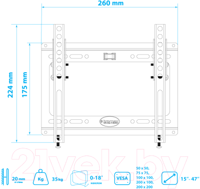 Кронштейн для телевизора Kromax Ideal-6 (черный)