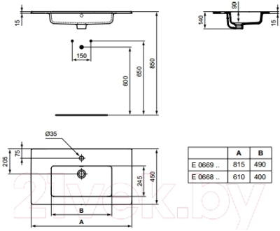 Умывальник Ideal Standard Tempo E066801