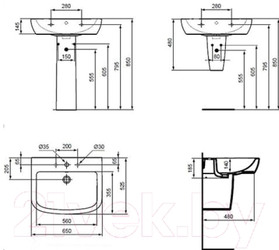 Умывальник Ideal Standard Tempo T056301