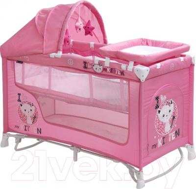 Кровать-манеж Lorelli Nanny 2 Rocker + (Pink Kitten)