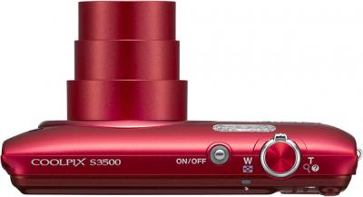 Компактный фотоаппарат Nikon Coolpix S3500 Red - вид сверху
