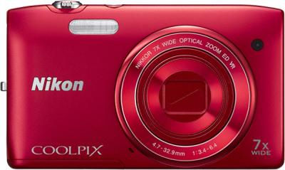 Компактный фотоаппарат Nikon Coolpix S3500 Red - вид спереди