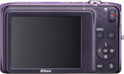 Компактный фотоаппарат Nikon Coolpix S3500 Purple - вид сзади: дисплей