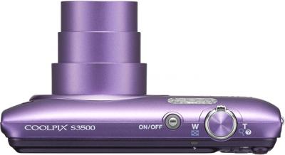 Компактный фотоаппарат Nikon Coolpix S3500 Purple - вид сверху