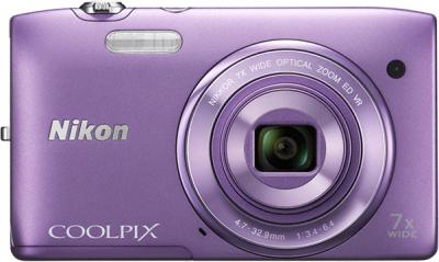 Компактный фотоаппарат Nikon Coolpix S3500 Purple - вид спереди