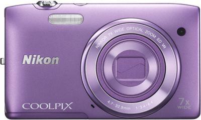 Компактный фотоаппарат Nikon Coolpix S3500 Purple - вид спереди с закрытым объективом