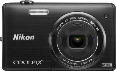 Компактный фотоаппарат Nikon Coolpix S5200 Black - вид спереди