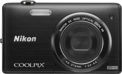 Компактный фотоаппарат Nikon Coolpix S5200 Black - вид спереди