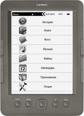 Электронная книга Texet TB-146SE (Gray) - фронтальный вид