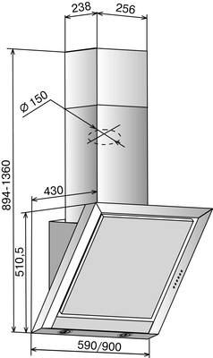 Вытяжка наклонная Elikor Гранат Glass (60 Anthracite) - схема