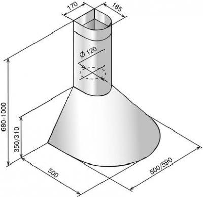 Вытяжка купольная Elikor Эпсилон Жостово 60 (белый) - схема