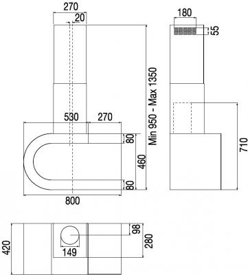 Вытяжка наклонная Best Shelf Round (80, нержавеющая сталь) - схема