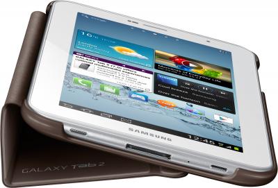 Чехол для планшета Samsung TAB 2 7.0/P3100 Brown - вид сбоку с планшетом