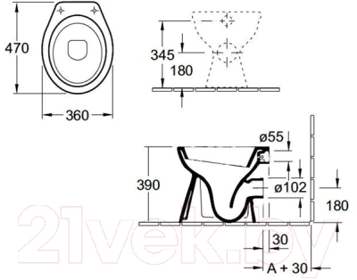 Биде напольное Gustavsberg Basic 15600 (GB1560050001)