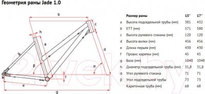 Велосипед Forward Jade 1.0 2016 / RBKW6766P003 (15, бирюзовый/белый)