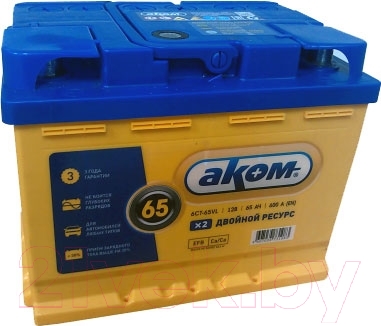 Автомобильный аккумулятор AKOM 6СТ-65 Евро EFB (65 А/ч)