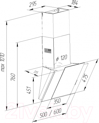 Вытяжка наклонная Pyramida NR-MV 60 White MU