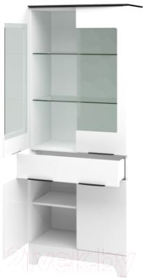 Шкаф с витриной Мебель-Неман Верона МН-128-11 (белый глянец)