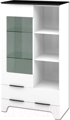 Шкаф с витриной Мебель-Неман Верона МН-128-12 (белый глянец)
