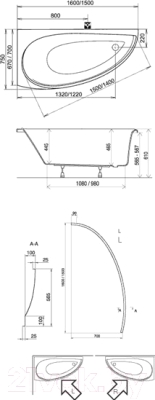 Ванна акриловая Ravak Avocado 150x75 L (CT01000000)