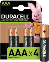 Комплект аккумуляторов Duracell HR03 (4шт, 900мА/ч) - 