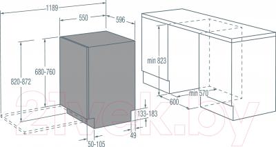 Посудомоечная машина Gorenje GDV674X - схема встраивания