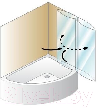Стеклянная шторка для ванны Kolpa-San Sole TP 104