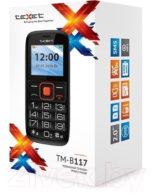 Мобильный телефон Texet TM-B117 (черный/оранжевый)