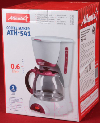 Капельная кофеварка Atlanta ATH-541 (белый/красный)