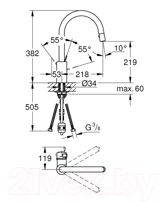 Смеситель GROHE Eurosmart Cosmopolitan 31481000