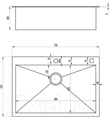 Мойка кухонная ZORG X-7551