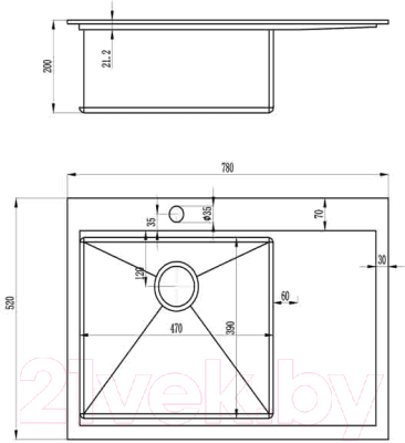 Мойка кухонная ZORG ZM R-7852 L