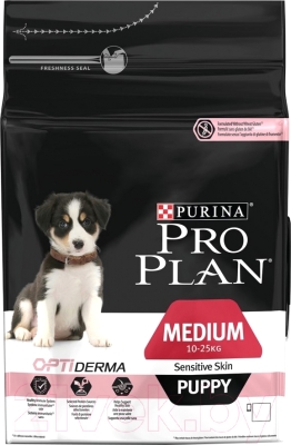 Сухой корм для собак Pro Plan Puppy Medium Sensitive Skin с лососем и рисом (18кг)