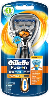 Бритвенный станок Gillette Fusion ProGlide Power Flexball (+ 1 кассета)
